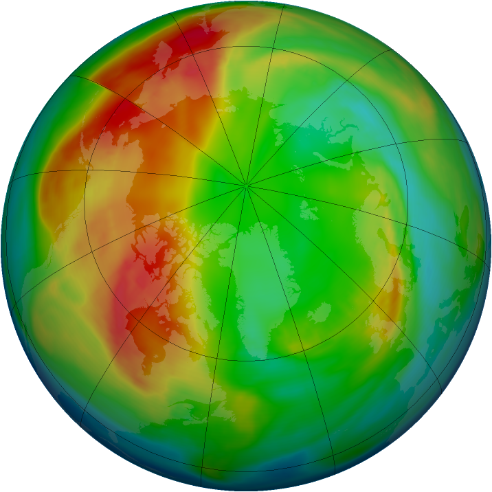 Arctic ozone map for 30 January 2008